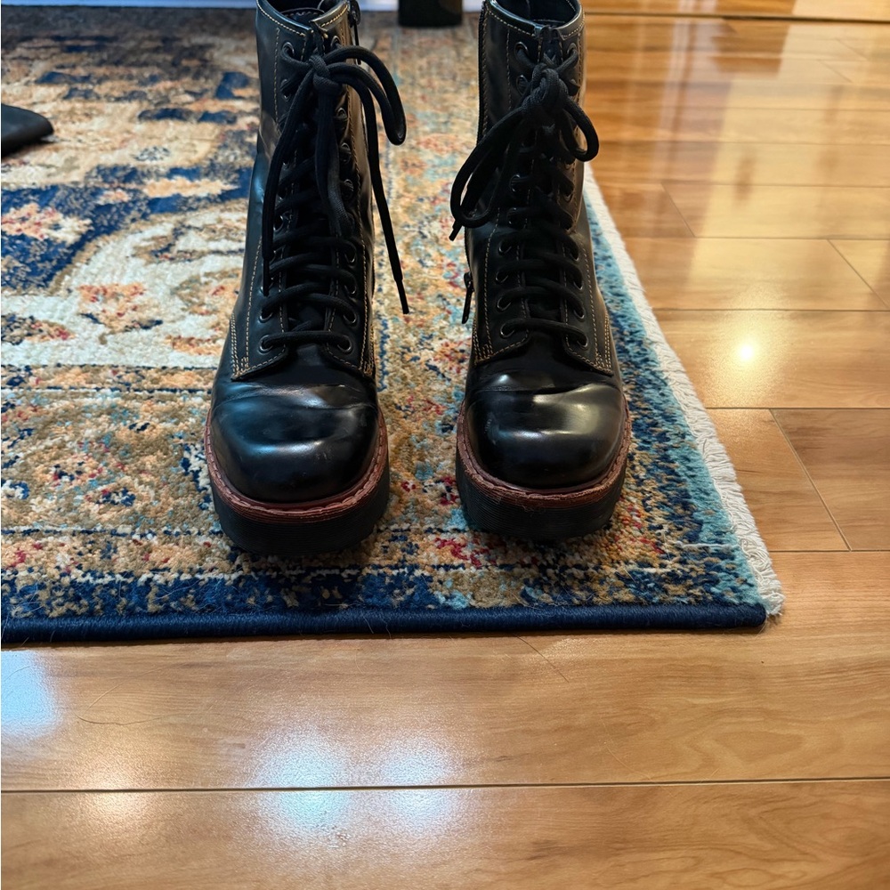 Coach Black Leather Combat Boots